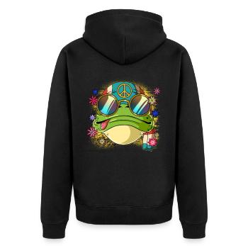 60s 70s Costume Groovy Hippie - Veste à capuche bio Premium Unisexe - noir - Dos - Nico (187cm)