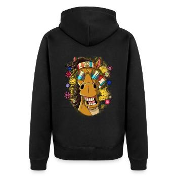 60s 70s Costume Groovy Hippie - Veste à capuche bio Premium Unisexe - noir - Dos - Nico (187cm)