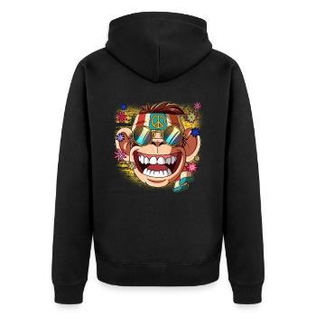 60s 70s Costume Groovy Hippie - Veste à capuche bio Premium Unisexe - noir - Dos - Nico (187cm)