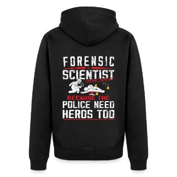 Forensiker - Forensische Kriminologie - Unisex Premium Bio Zip Hoodie - Schwarz - Hinten - Nico (187cm)
