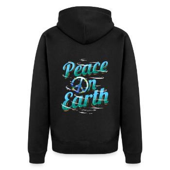 Logo Peace On Earth For Earth Day - Unisex Premium Organic Zip Hoodie - black - Back - Nico (187cm)