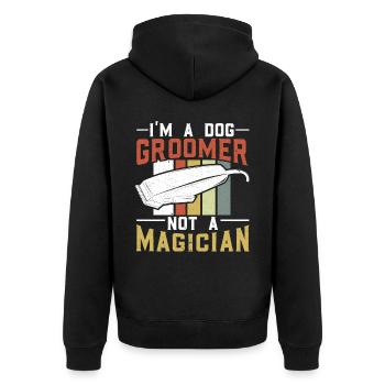 Ich bin ein Hundefriseur, kein Zauberer Hundepflege - Unisex Premium Bio Zip Hoodie - Schwarz - Hinten - Nico (187cm)