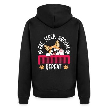 Manger Sommeil Groom Répéter Pet Grooming Dog Groomer - Veste à capuche bio Premium Unisexe - noir - Dos - Nico (187cm)