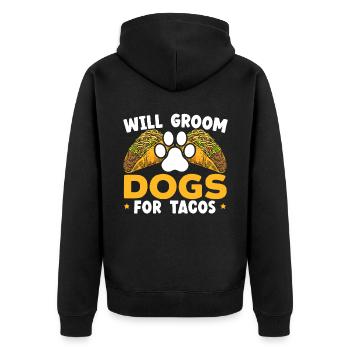 Will Groom Dogs For Tacos Dog Grooming Dog Groomer - Veste à capuche bio Premium Unisexe - noir - Dos - Nico (187cm)
