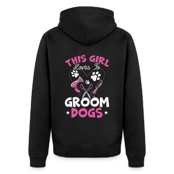 Cette fille aime toiletter les chiens furologue - Veste à capuche bio Premium Unisexe - noir - Dos - Nico (187cm)