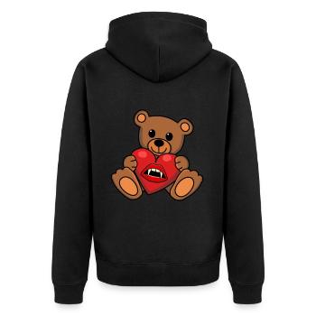 Teddy Heart Vampire Horror Halloween Bloodsucker - Unisex Premium Organic Zip Hoodie - black - Back - Nico (187cm)