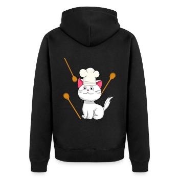 Cat Chef Chef's Hat Birthday Gift Cooking - Unisex Premium Organic Zip Hoodie - black - Back - Nico (187cm)