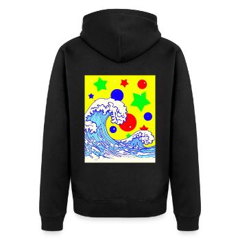 Clowncore Aesthetic Great Wave Off Kanagawa - Unisex Premium Organic Zip Hoodie - black - Back - Nico (187cm)