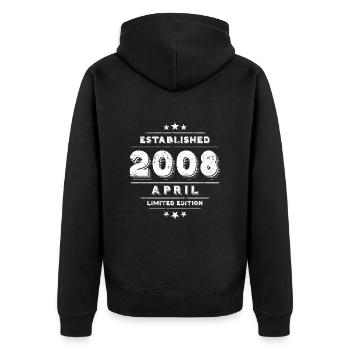 Geburtstag im April 2008 - April - Unisex Premium Bio Zip Hoodie - Schwarz - Hinten - Nico (187cm)