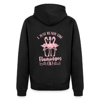 J’aime les flamants roses juste très animal mignon flamant rose - Veste à capuche bio Premium Unisexe - noir - Dos - Nico (187cm)
