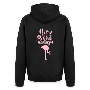 Life is about flamingo's animal flamingo cute - Unisex Premium Organic Zip Hoodie - black - Back - Nico (187cm)