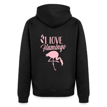 I love flamingo sayings sweet animal flamingos - Unisex Premium Organic Zip Hoodie - black - Back - Nico (187cm)
