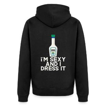 Ranch -Dressing -Ranch -Salatdressing - Unisex Premium Bio Zip Hoodie - Schwarz - Hinten - Nico (187cm)