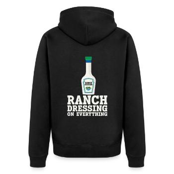 Ranch -Dressing -Ranch -Salatdressing - Unisex Premium Bio Zip Hoodie - Schwarz - Hinten - Nico (187cm)