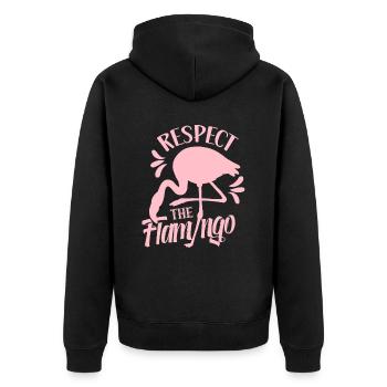 Respect the flamingo Animal Flamingos sweet - Unisex Premium Organic Zip Hoodie - black - Back - Nico (187cm)