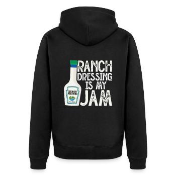 Ranch -Dressing -Ranch -Salatdressing - Unisex Premium Bio Zip Hoodie - Schwarz - Hinten - Nico (187cm)