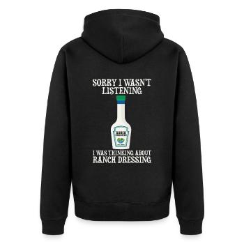 Ranch -Dressing -Ranch -Salatdressing - Unisex Premium Bio Zip Hoodie - Schwarz - Hinten - Nico (187cm)