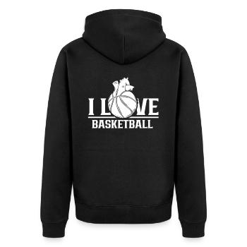 Ich Liebe Basketball Basketballspieler Team - Unisex Premium Bio Zip Hoodie - Schwarz - Hinten - Nico (187cm)
