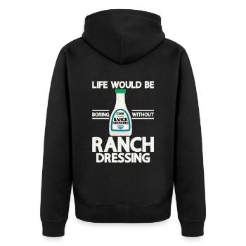 Ranch -Dressing -Ranch -Salatdressing - Unisex Premium Bio Zip Hoodie - Schwarz - Hinten - Nico (187cm)