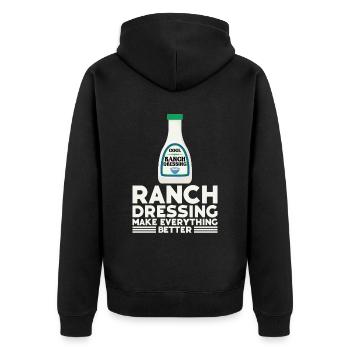 Ranch -Dressing -Ranch -Salatdressing - Unisex Premium Bio Zip Hoodie - Schwarz - Hinten - Nico (187cm)