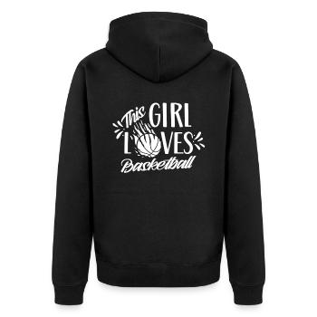 This girl loves basketball basketball players - Unisex Premium Organic Zip Hoodie - black - Back - Nico (187cm)