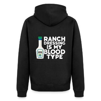 Ranch -Dressing -Ranch -Salatdressing - Unisex Premium Bio Zip Hoodie - Schwarz - Hinten - Nico (187cm)