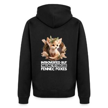 Fennec Fox - Unisex Premium Bio Zip Hoodie - Schwarz - Hinten - Nico (187cm)