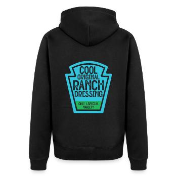 Ranch -Dressing -Ranch -Salatdressing - Unisex Premium Bio Zip Hoodie - Schwarz - Hinten - Nico (187cm)