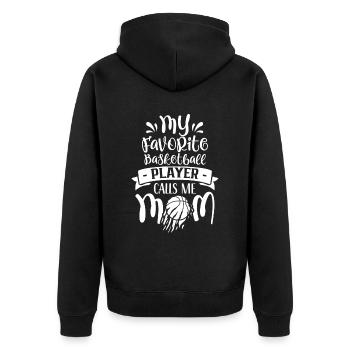 Mein Lieblings-Basketballspieler Nennt Mich Mama - Unisex Premium Bio Zip Hoodie - Schwarz - Hinten - Nico (187cm)