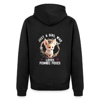 Fennec Fox - Unisex Premium Organic Zip Hoodie - black - Back - Nico (187cm)