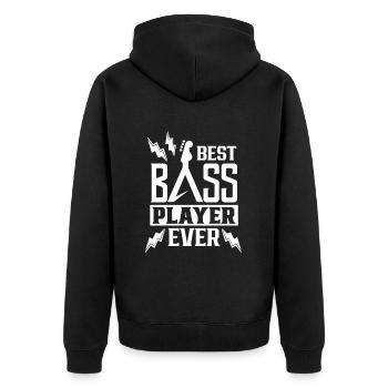 Bester Bassist Aller Zeiten Bassgitarre Bass - Unisex Premium Bio Zip Hoodie - Schwarz - Hinten - Nico (187cm)