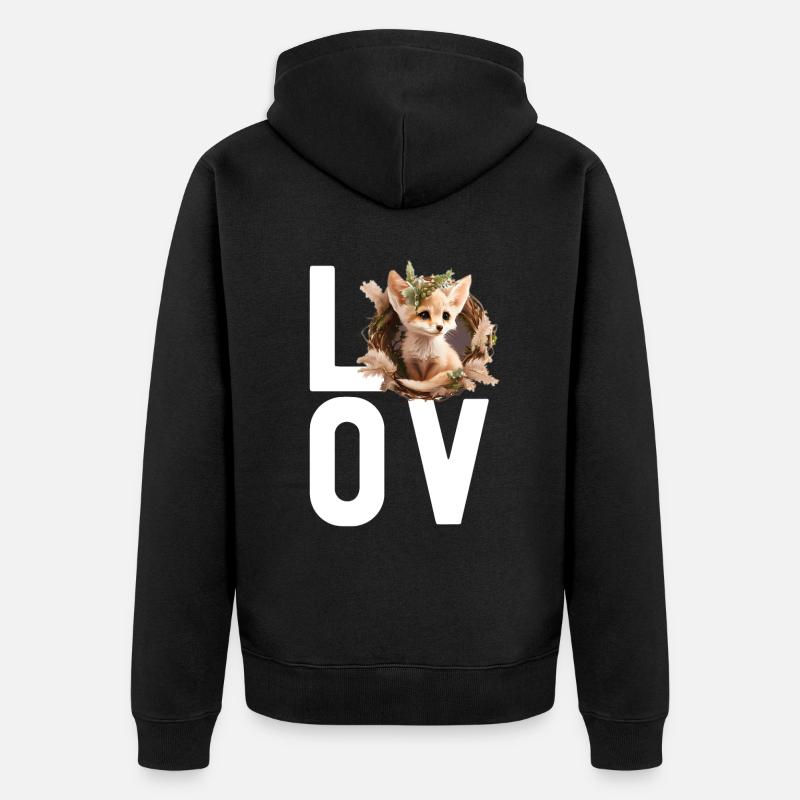 Fennec Fox - Unisex Premium Organic Zip Hoodie - black