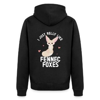 Fennec Fox - Unisex Premium Bio Zip Hoodie - Schwarz - Hinten - Nico (187cm)