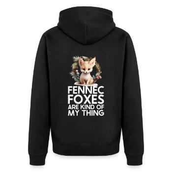 Fennec Fox - Unisex Premium Bio Zip Hoodie - Schwarz - Hinten - Nico (187cm)