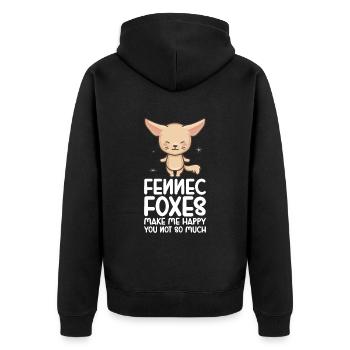 Fennec Fox - Unisex Premium Bio Zip Hoodie - Schwarz - Hinten - Nico (187cm)