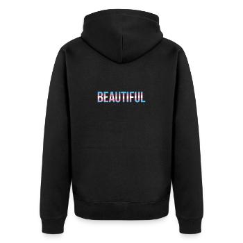 Beautiful in Colors of TRans - Unisex Premium Bio Zip Hoodie - Schwarz - Hinten - Nico (187cm)