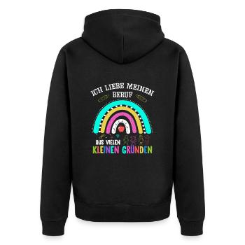 Erzieherin Erzieher Kindergarten - Unisex Premium Bio Zip Hoodie - Schwarz - Hinten - Nico (187cm)