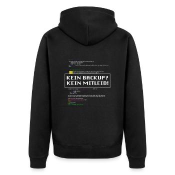 Kein Backup Kein Mitleid IT-Berater Admin - Unisex Premium Bio Zip Hoodie - Schwarz - Hinten - Nico (187cm)