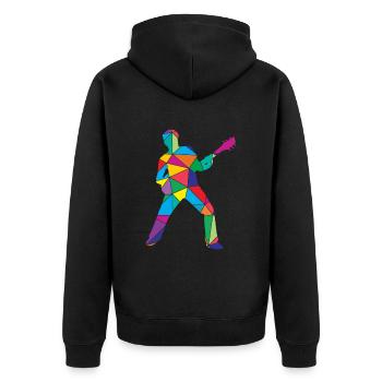 Guitar Polygon Guitarists - Unisex Premium Organic Zip Hoodie - black - Back - Nico (187cm)