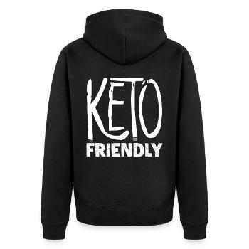 Keto-Diät, Kohlenhydratfreie Ernährung, Keto - Unisex Premium Bio Zip Hoodie - Schwarz - Hinten - Nico (187cm)
