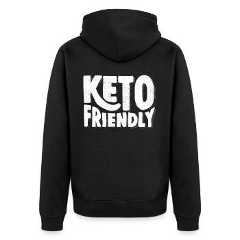 Keto-Diät, Kohlenhydratfreie Ernährung, Keto - Unisex Premium Bio Zip Hoodie - Schwarz - Hinten - Nico (187cm)
