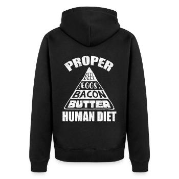 Keto-Diät, Kohlenhydratfreie Ernährung, Keto - Unisex Premium Bio Zip Hoodie - Schwarz - Hinten - Nico (187cm)