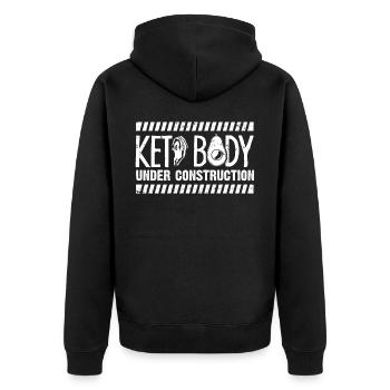 Keto-Diät, Kohlenhydratfreie Ernährung, Keto - Unisex Premium Bio Zip Hoodie - Schwarz - Hinten - Nico (187cm)