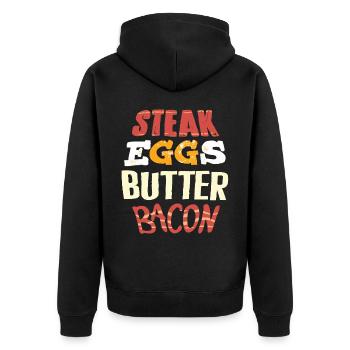 Keto-Diät, Kohlenhydratfreie Ernährung, Keto - Unisex Premium Bio Zip Hoodie - Schwarz - Hinten - Nico (187cm)