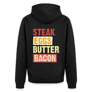 Keto-Diät, Kohlenhydratfreie Ernährung, Keto - Unisex Premium Bio Zip Hoodie - Schwarz - Hinten - Nico (187cm)