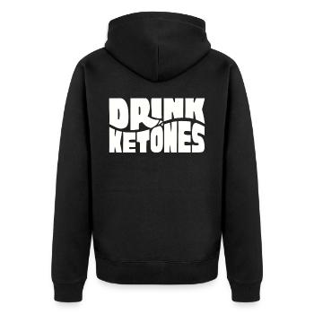 Keto-Diät, Kohlenhydratfreie Ernährung, Keto - Unisex Premium Bio Zip Hoodie - Schwarz - Hinten - Nico (187cm)