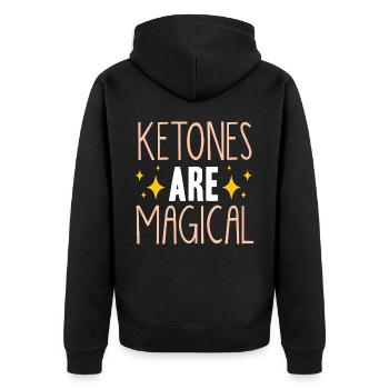 Keto-Diät, Kohlenhydratfreie Ernährung, Keto - Unisex Premium Bio Zip Hoodie - Schwarz - Hinten - Nico (187cm)