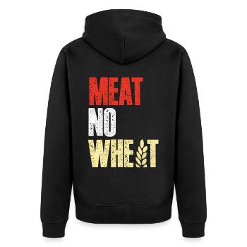 Keto-Diät, Kohlenhydratfreie Ernährung, Keto - Unisex Premium Bio Zip Hoodie - Schwarz - Hinten - Nico (187cm)