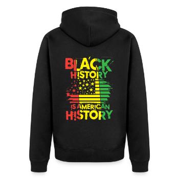 Black Histroy Month Stolz Afro Americkaner für - Unisex Premium Bio Zip Hoodie - Schwarz - Hinten - Nico (187cm)