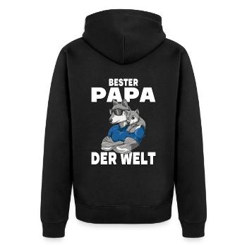 Bester Papa der Welt Vatertag Vater Wolf für - Unisex Premium Bio Zip Hoodie - Schwarz - Hinten - Nico (187cm)